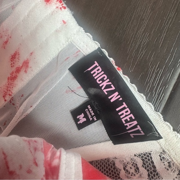 Dolls kill tricks n treats Halloween Red and White bloody Lace Bustier Top M - Picture 5 of 5